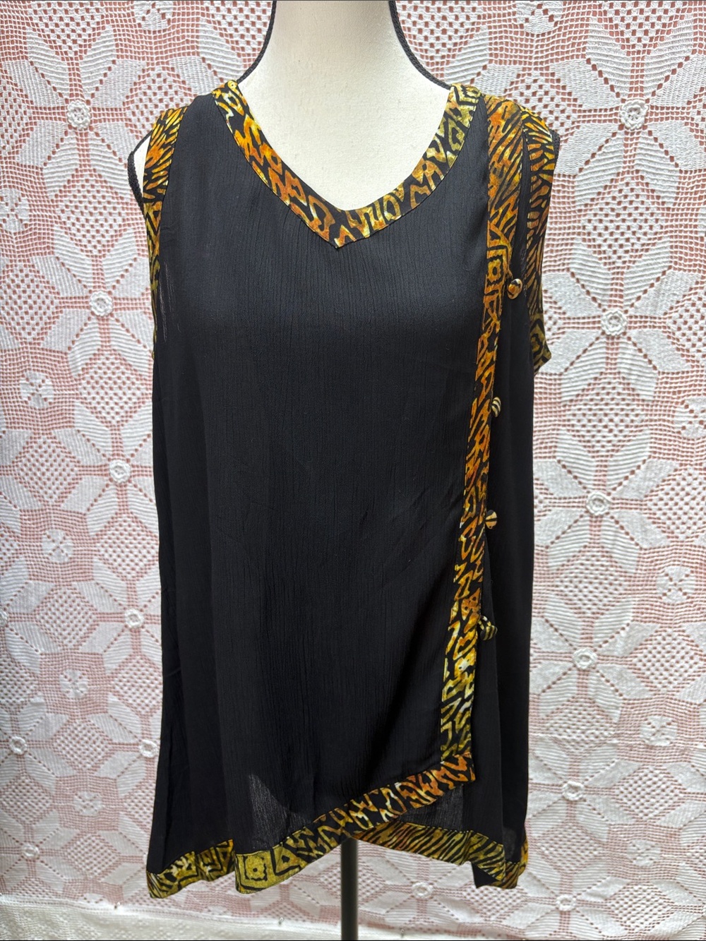 Aysha Made in Bali Sheer Tunic Top sz S/M